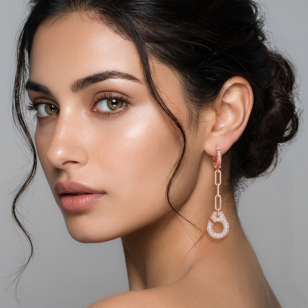 Chain Drop Huggie Earrings