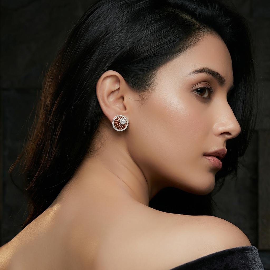 Round Diamond Sunburst Studs