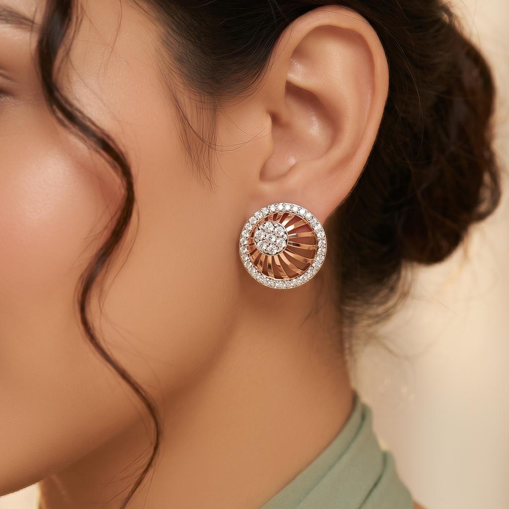 Round Diamond Sunburst Studs