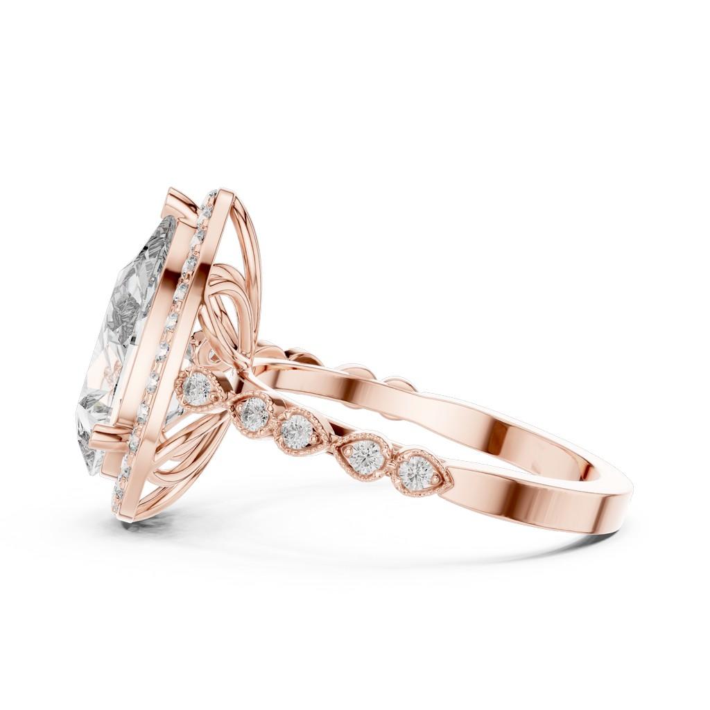Celestial Pear Halo Ring