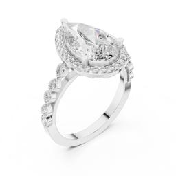 Celestial Pear Halo Ring