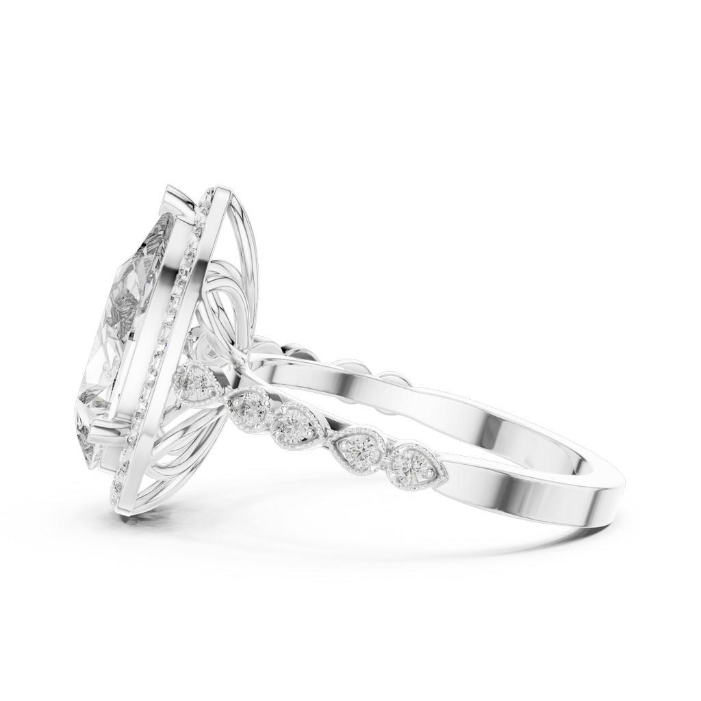 Celestial Pear Halo Ring