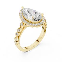 Celestial Pear Halo Ring