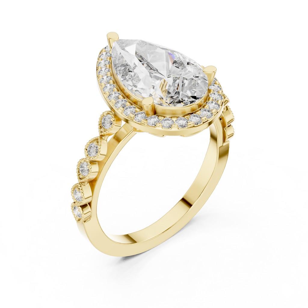 Celestial Pear Halo Ring