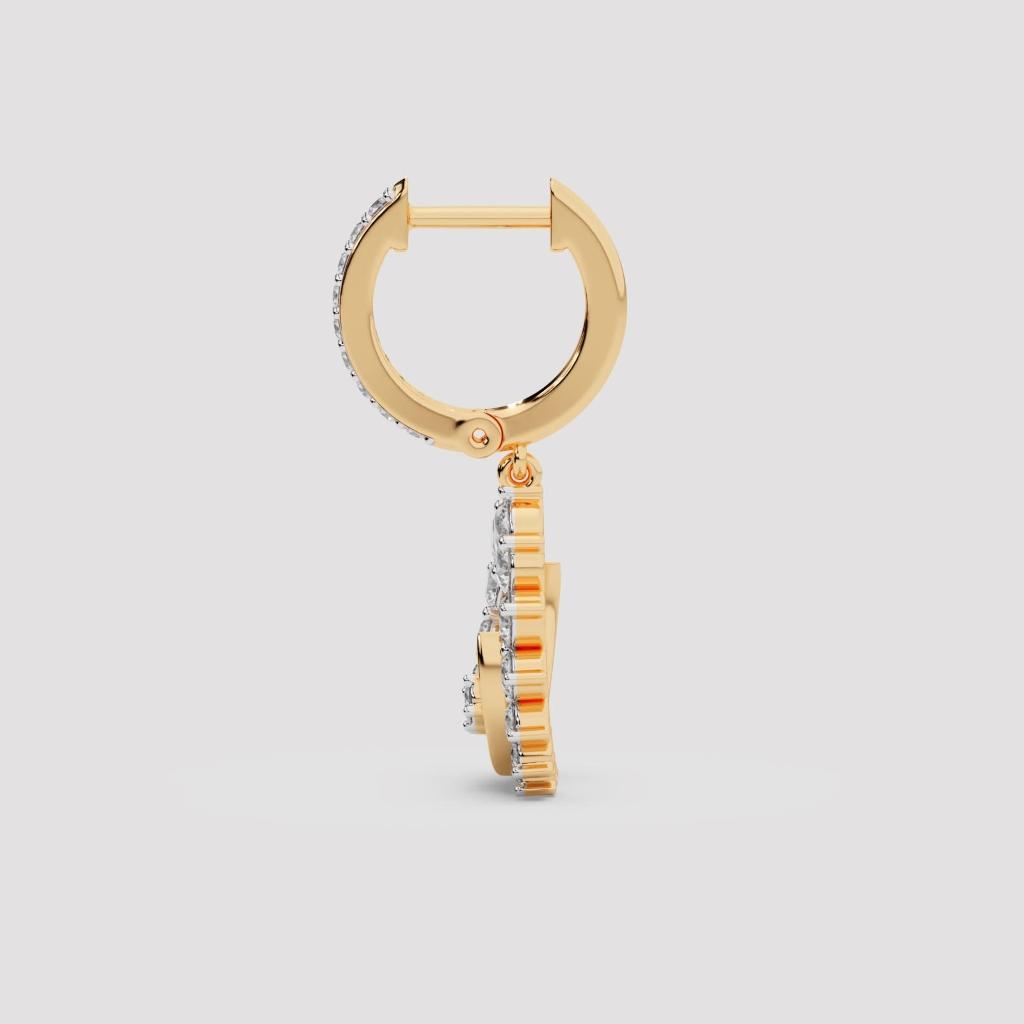 Crescent Moon Hoop Drop Earrings