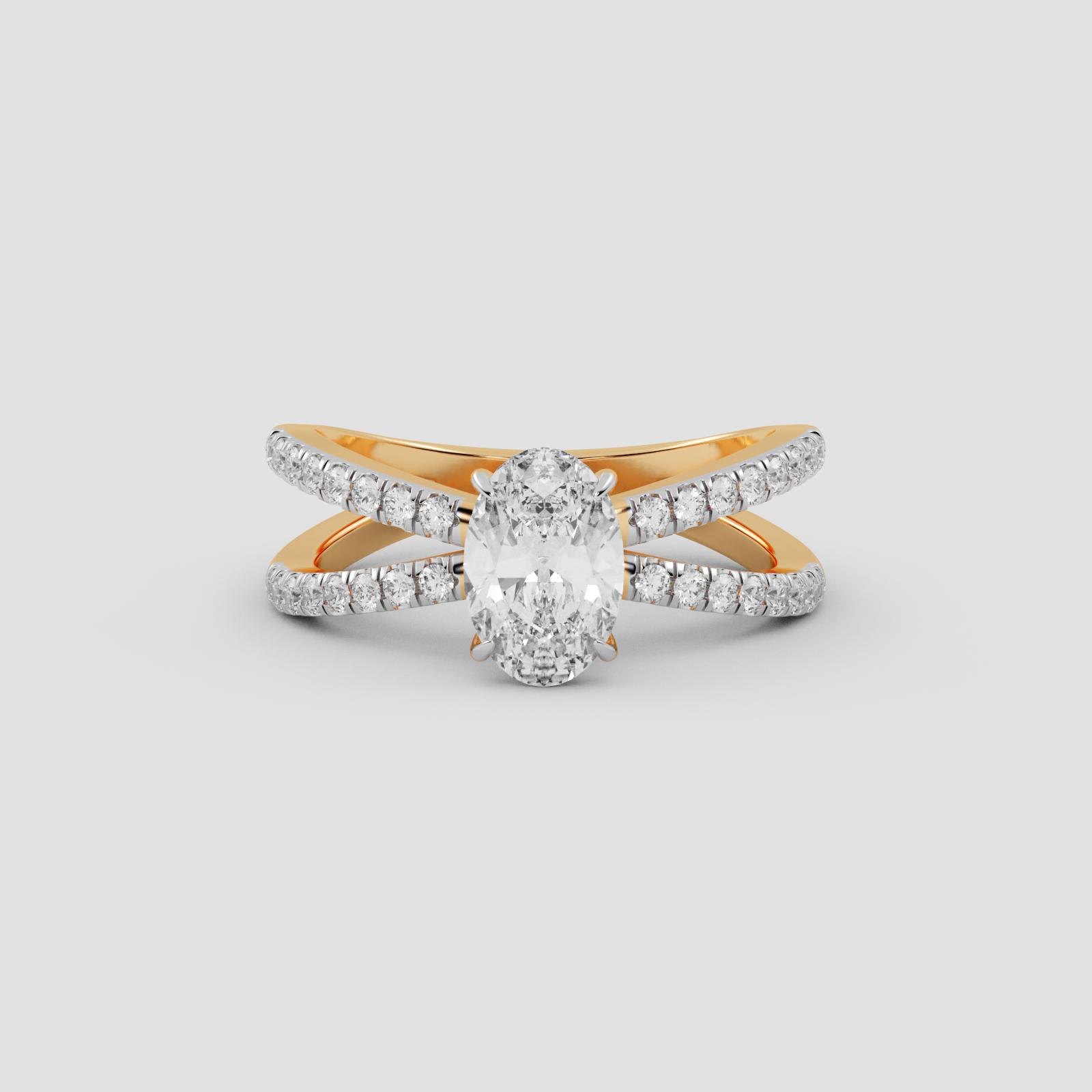 Radiant Crossover Solitaire Ring