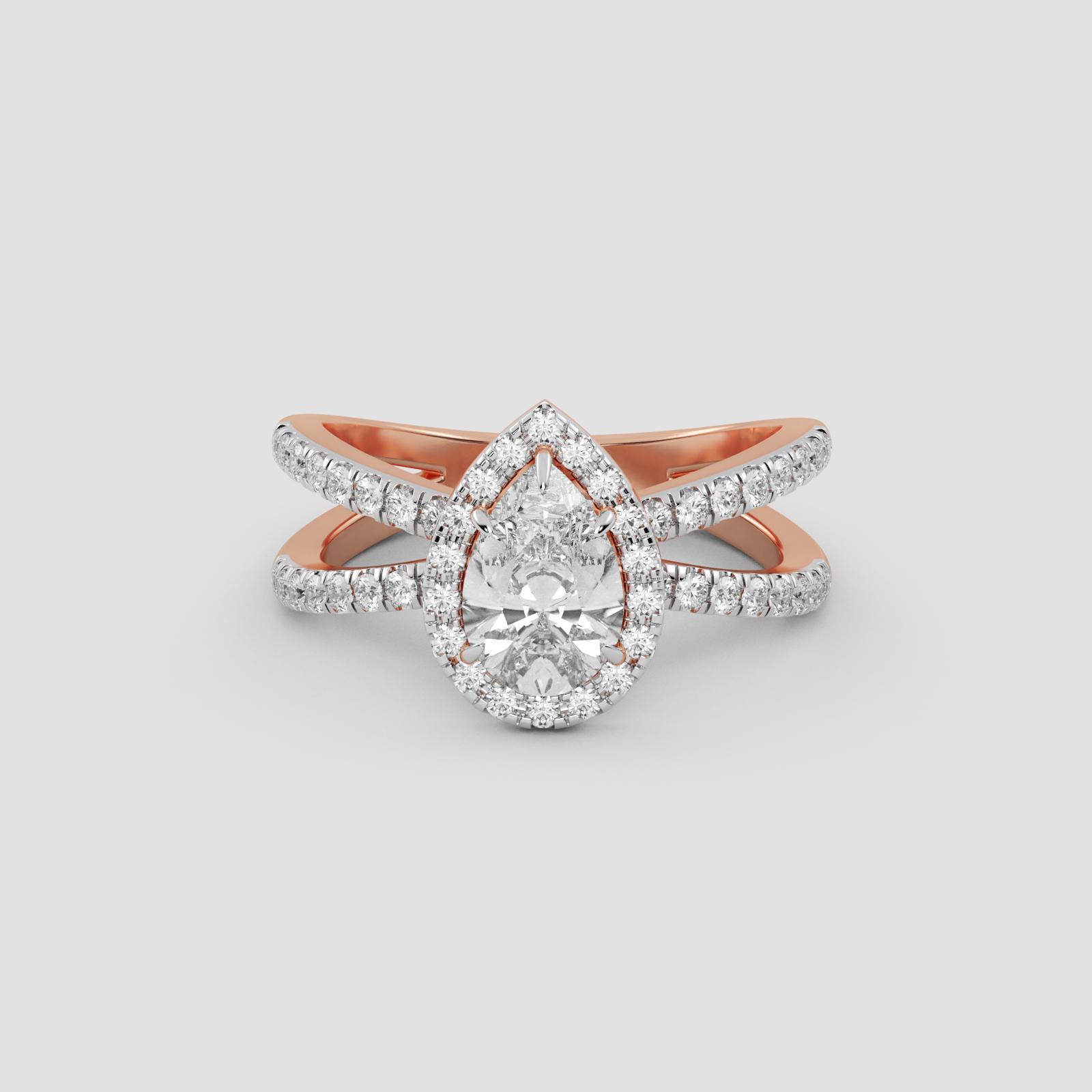Radiant Pear Halo Ring