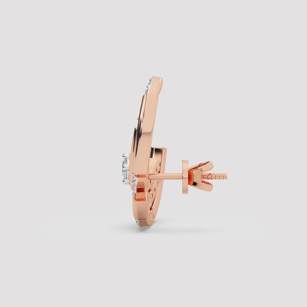 Round Diamond Curved Arc Studs