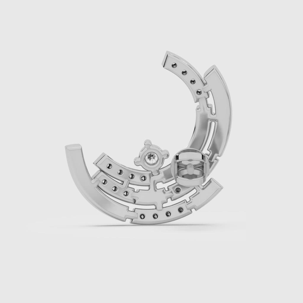 Round Diamond Curved Arc Studs