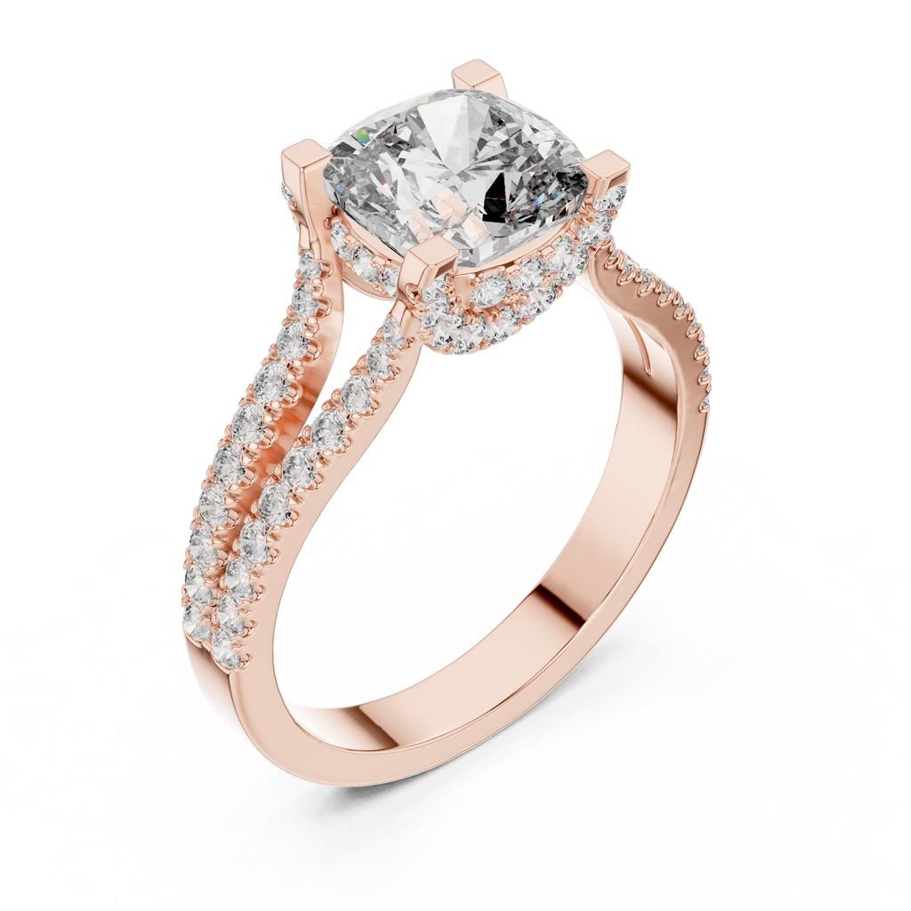 Sculpted Cushion Halo Ring