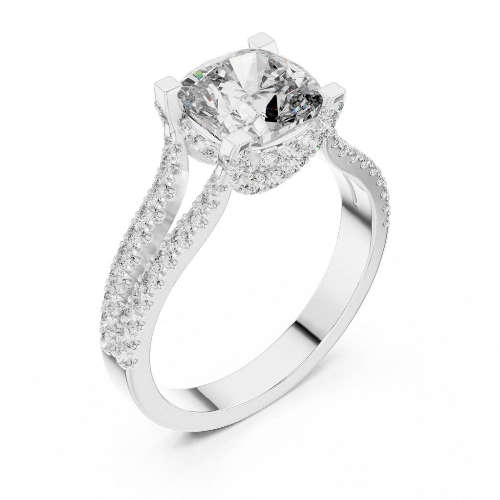 Sculpted Cushion Halo Ring