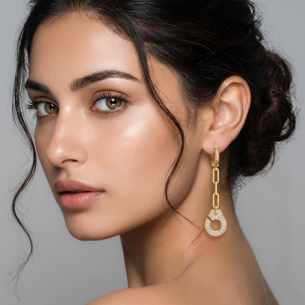 Chain Drop Huggie Earrings